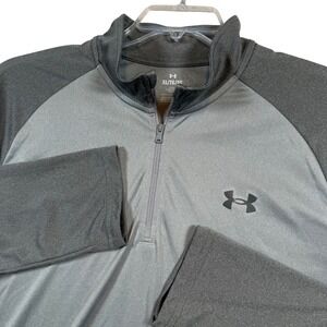Under Armour Pullover Mens XL Gray Quarter Zip Tech Training Top